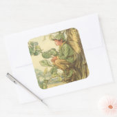 Winged Elm Fairy Zitten in een boom Vierkante Sticker (Envelop)