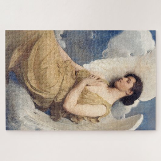 Winged engel slaapt droomend op wolken legpuzzel (Horizontaal)