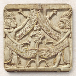 Winged genii, Assyrische Periode, c.750 BC (ivoor) Bier Onderzetter