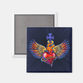 Winged, gezakt hartontwerp magneet (Voorkant / Achterkant)