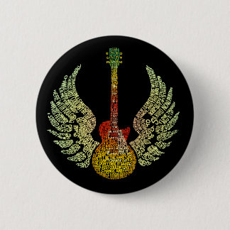 Winged gitaar ronde button 5,7 cm