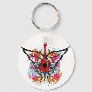 Winged gitaar sleutelhanger