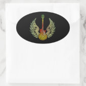 WInged Guitar Words Ovale Sticker (Tas)