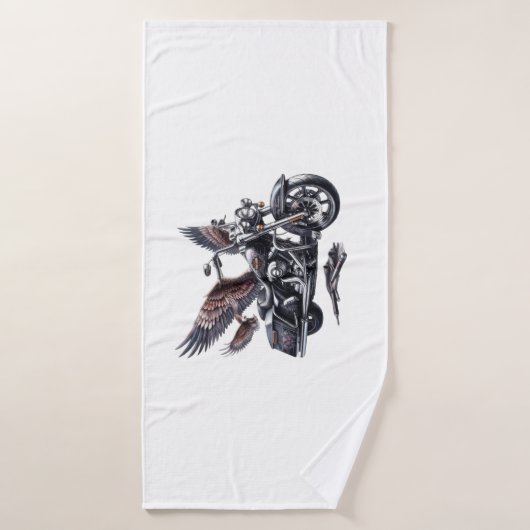 Winged Harley-Davidson Motorcycle Watercolor Illus Badhanddoek (Badhanddoek)