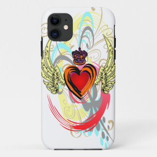Winged hart met Kroon en Swirls iPhone 5 Hoesje