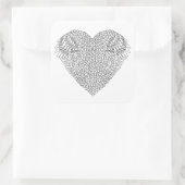 Winged hartenwieg vierkante sticker (Tas)