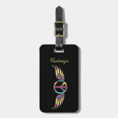 Winged Hippie Peace Symbol Thunder_Cove Bagagelabel (Voorkant verticaal)