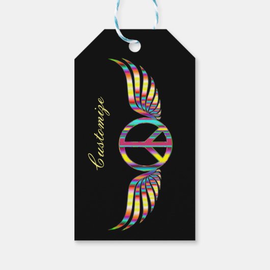 Winged Hippie Peace Symbol Thunder_Cove Cadeaulabel (Achterkant)