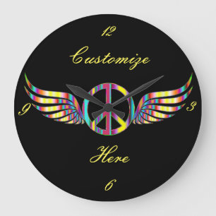 Winged Hippie Peace Symbol Thunder_Cove Grote Klok