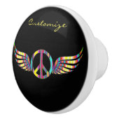 Winged Hippie Peace Symbol Thunder_Cove Keramische Knop (Rechts)