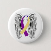 Winged lintbladerkanker ronde button 5,7 cm (Voorkant)