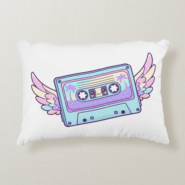 Winged Retro Cassette Accent Kussen (Voorkant)