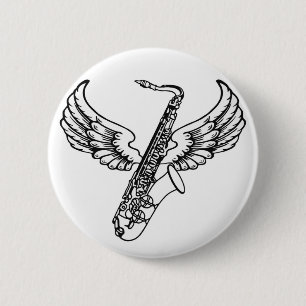 Winged sax ronde button 5,7 cm