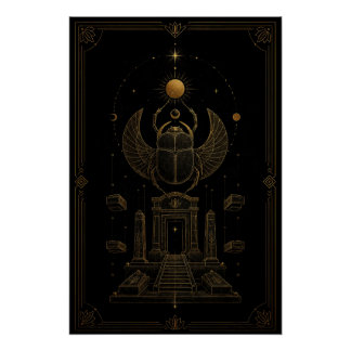 Winged Scarab Guardian Temple Poster