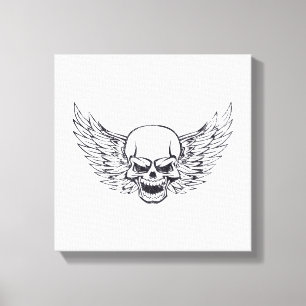 Winged schedel canvas afdruk