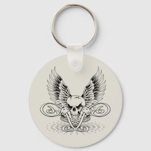 Winged schedel sleutelhanger