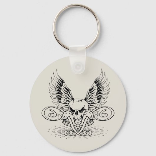 Winged schedel sleutelhanger (Voorkant)