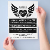 Winged Tattoo, Tattoo & body Piercing Studio Flyer (Hand)