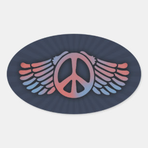 Winged Vrede Ovale Sticker