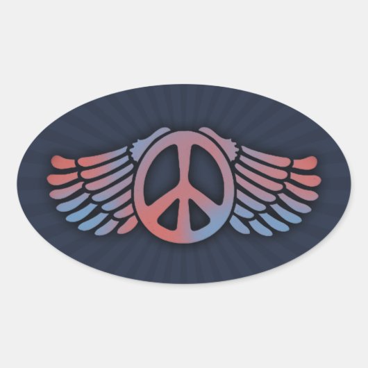 Winged Vrede Ovale Sticker (Voorkant)