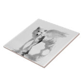 Winged Wolf en Owl Fantasy Art Tegeltje (Zijkant)