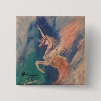 Winged Zee Unicorn Pin Campchurch Vierkante Button 5,1 Cm