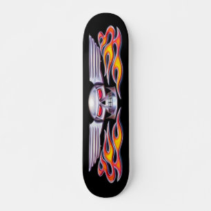 Wingel Skull met Flames Skateboard
