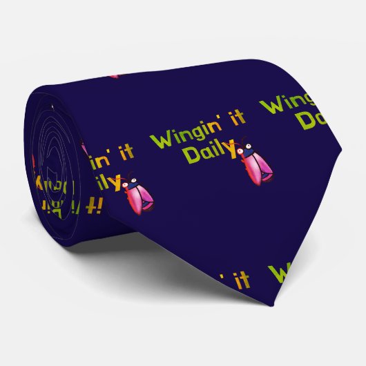 Wingin It Dagelijkse Grappige Bug Humor Stropdas (Opgerold)