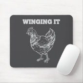 Winging It Funny Chicken Wings Lovers Quote Muismat (Met muis)