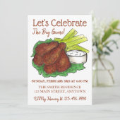 Wings Celebrate Big Game Football Tailgate Party Kaart (Staand voorkant)