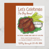 Wings Celebrate Big Game Football Tailgate Party Kaart (Voorkant / Achterkant)