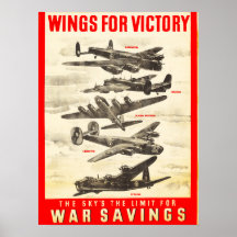 Wings for Victory Fighter Vliegtuig Vintage Poster