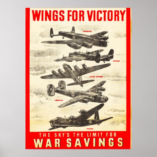Wings for Victory Fighter Vliegtuig Vintage Poster (Voorkant)