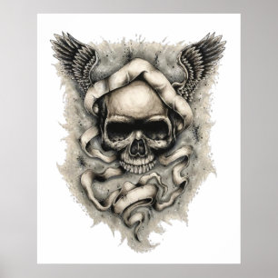 "Wings of Destiny" Skull Wings Art Poster