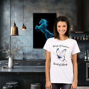 Wings of Freedom Vlinder Lijn Kunst T-Shirt