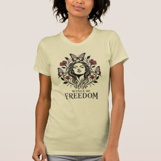 Wings of Freedom – Vlinder Vrouw Floral Botanica T-shirt