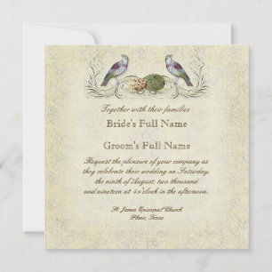 Wings of Love Invitation - Cream Tan Kaart