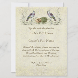 Wings of Love Invitation - Cream Tan Kaart