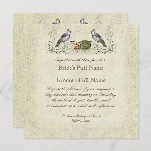 Wings of Love Invitation - Crème Tan (Devant / Derrière)