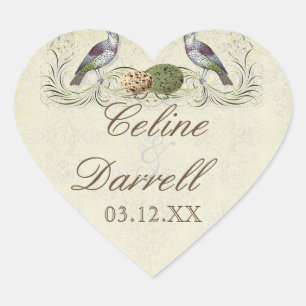 Wings of Love Invitation - Wedding Small Wine Labe Hart Sticker