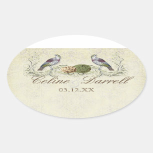 Wings of Love Invitation - Wedding Small Wine Labe Ovale Sticker