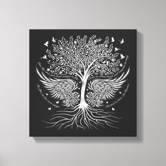 Wings To Fly and Tree met Wortels Wrapped Canvas (Voorkant)
