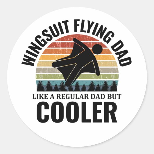Wingsuit Base Jumping Skydiving Dad Ronde Sticker (Voorkant)