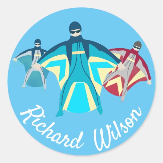 Wingsuit Skydiving Thema Ronde Sticker (Voorkant)