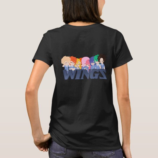 Wingz Academy Crest & Wingz Personages T-shirt (Achterkant)