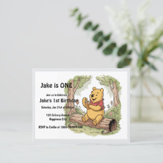 Winie de pooh verjaardagskaart eerste verjaardag uitnodiging briefkaart
