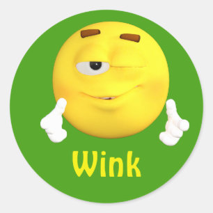 Wink Emoji Emoticon Cartoon Gezicht Ronde Sticker
