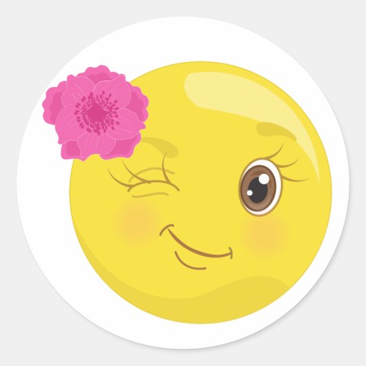 Wink Emoji met bloem Stickers (Voorkant)