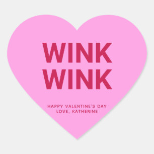 Wink knipoog roze grappig schattig Valentijnsdag c Hart Sticker