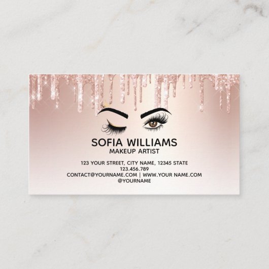 Wink Mooi Bruin Oog met Gouden Kroon Make-up Aanbevelingskaartje (Achterkant)